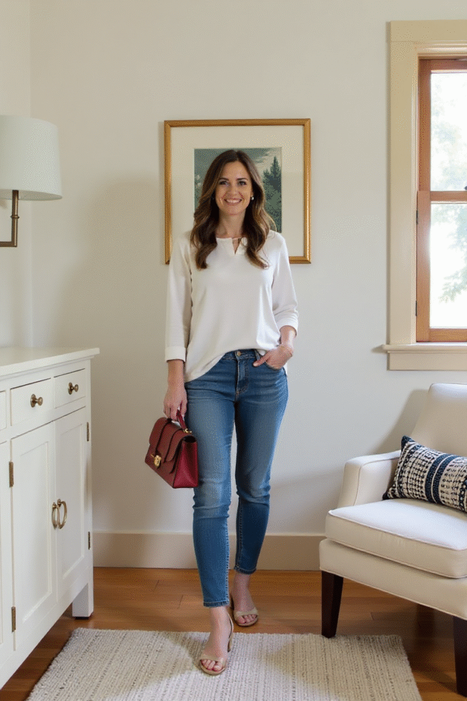 Alexandra Stedman styling a shrewd coat and pants in a spring