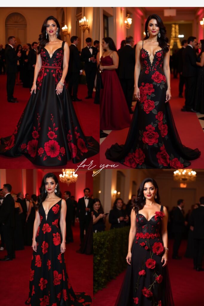 Black & Red Fusion Gown