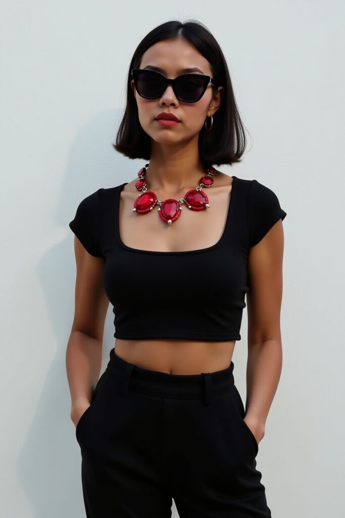 Monochrome Minimalism with Bold Accessories