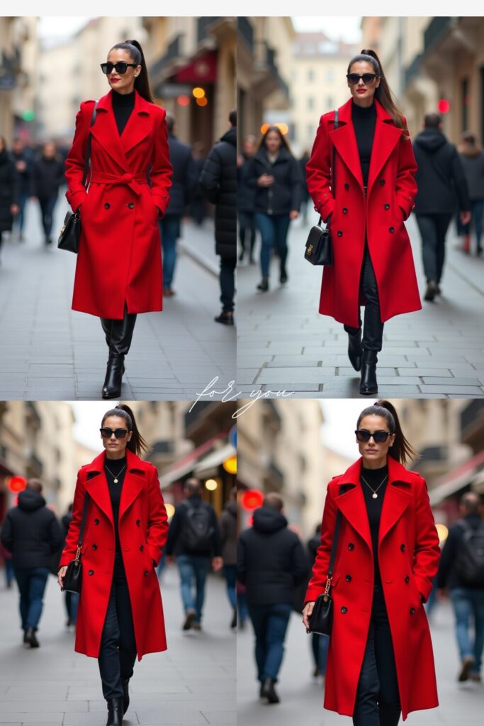Red Trench Coat Power Look Fashion Icon