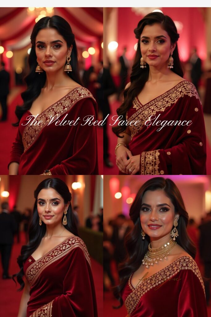The Velvet Red Saree Elegance Pretty Zinta