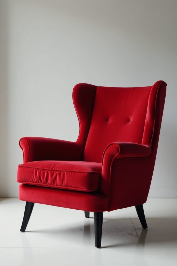 Velvet Red and Black Lounge Chair