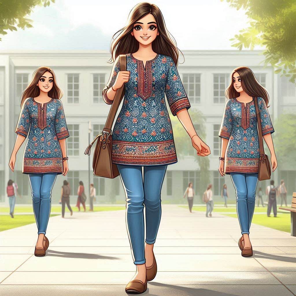 4. Short Kurti with Jeans